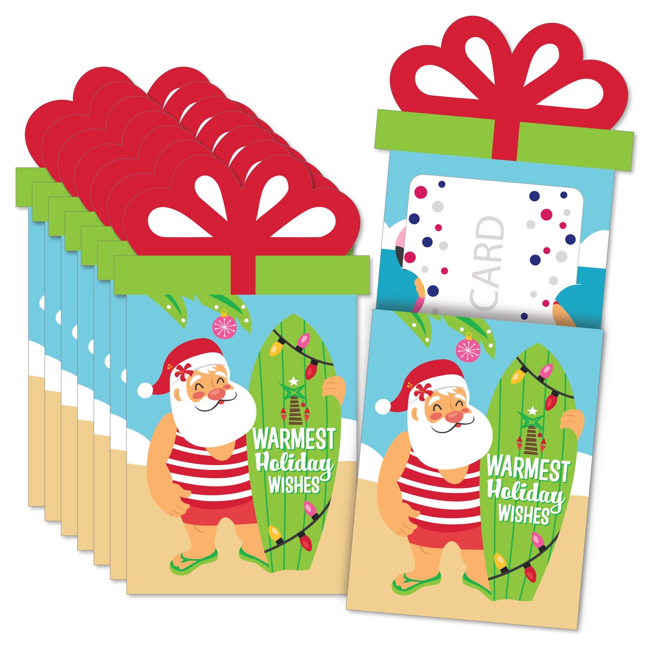 Big Dot of Happiness Tropical Christmas - Beach Santa Holiday Party Money and Gift Card Sleeves - Nifty Gifty Card Holders - Set of 8